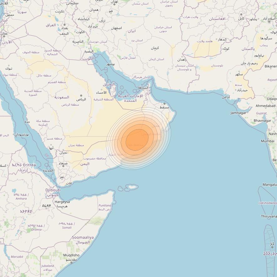 Arabsat 6A at 31&deg; E downlink Ka-band User S06 beam coverage map