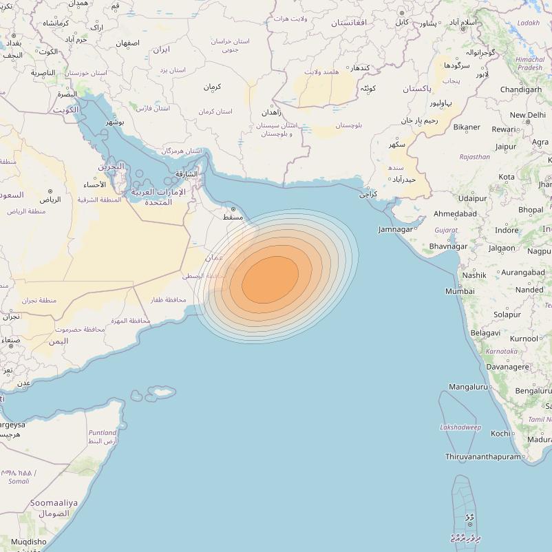 Arabsat 6A at 31&deg; E downlink Ka-band User S07 beam coverage map