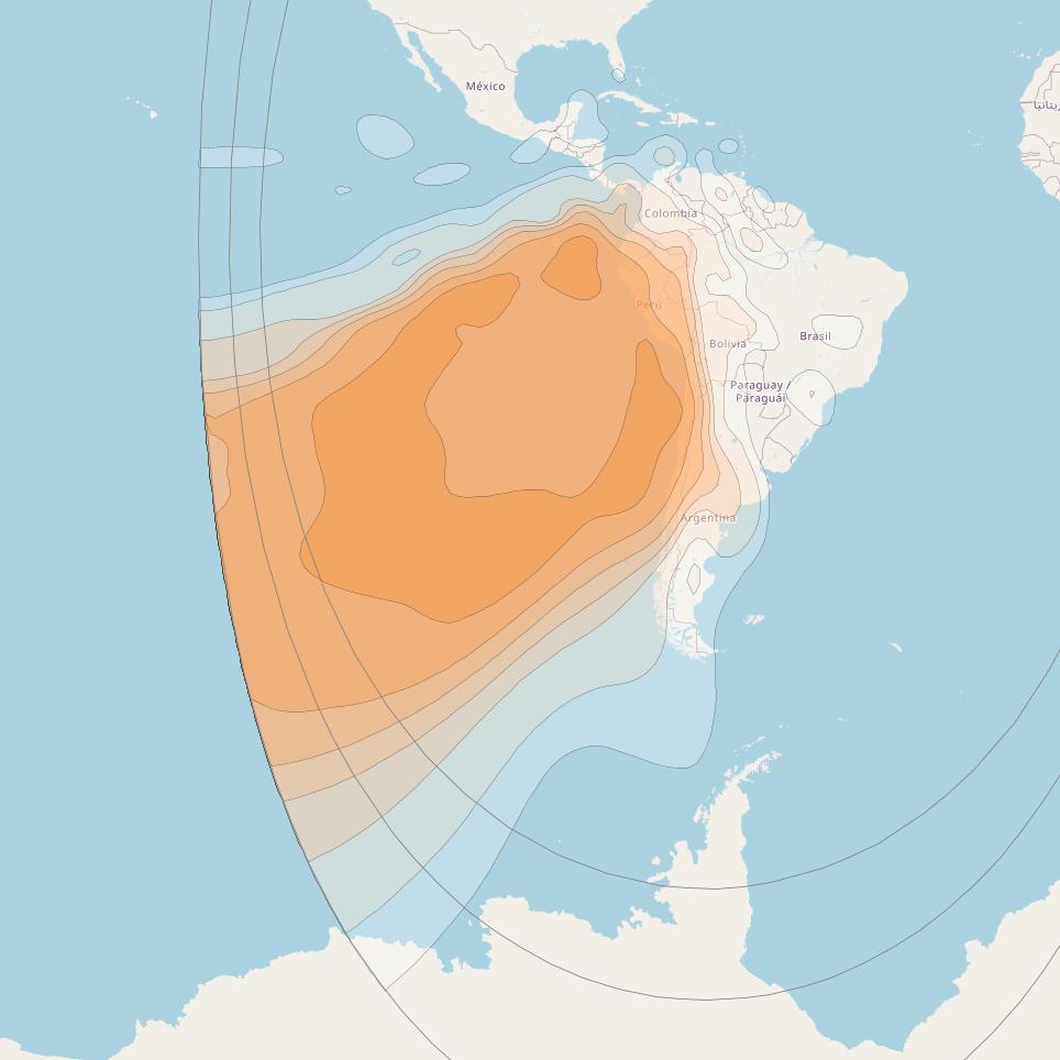 SES 17 at 67&deg; W downlink Ka-band FV02 Field of View beam coverage map