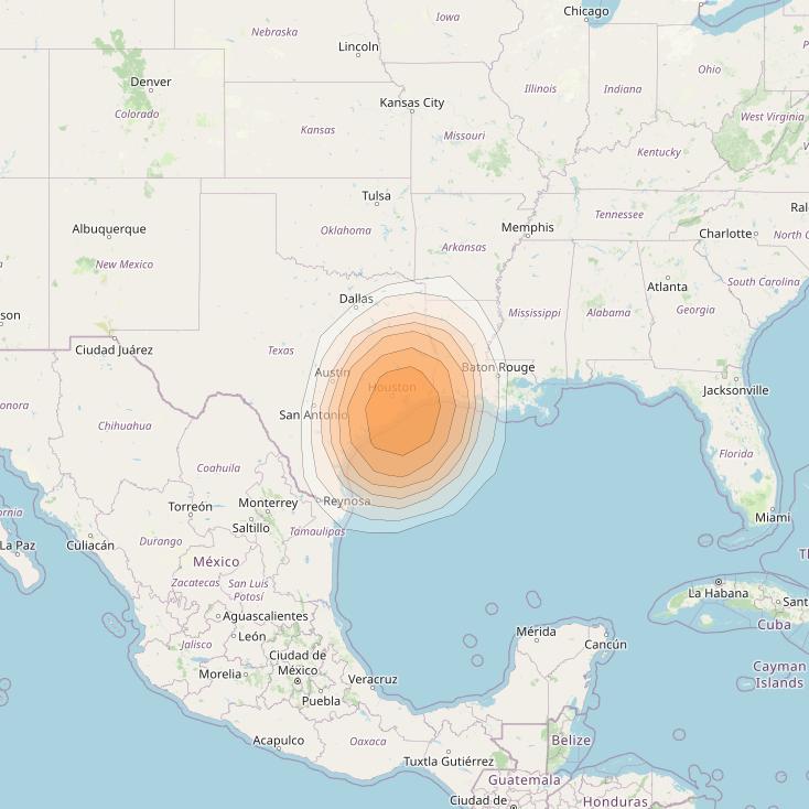 Directv 12 at 103° W downlink Ka-band A1B5 (Houston) Spot beam coverage map