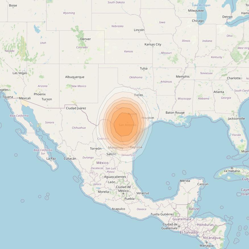 Directv 12 at 103° W downlink Ka-band A3B7 (San Antonio) Spot beam coverage map