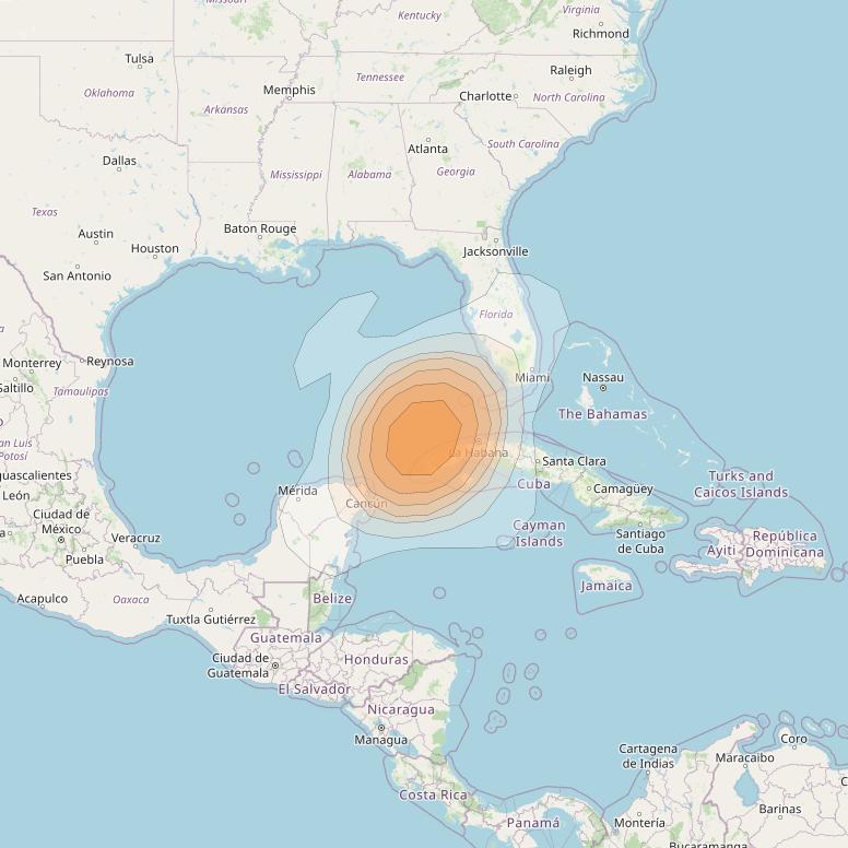 Directv 10 at 103° W downlink Ka-band A2B3 (Havana) Spot beam coverage map