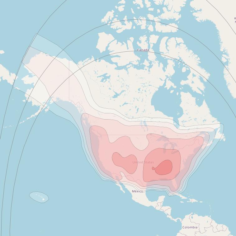 SES 3 at 103° W downlink Ku-band North America beam coverage map