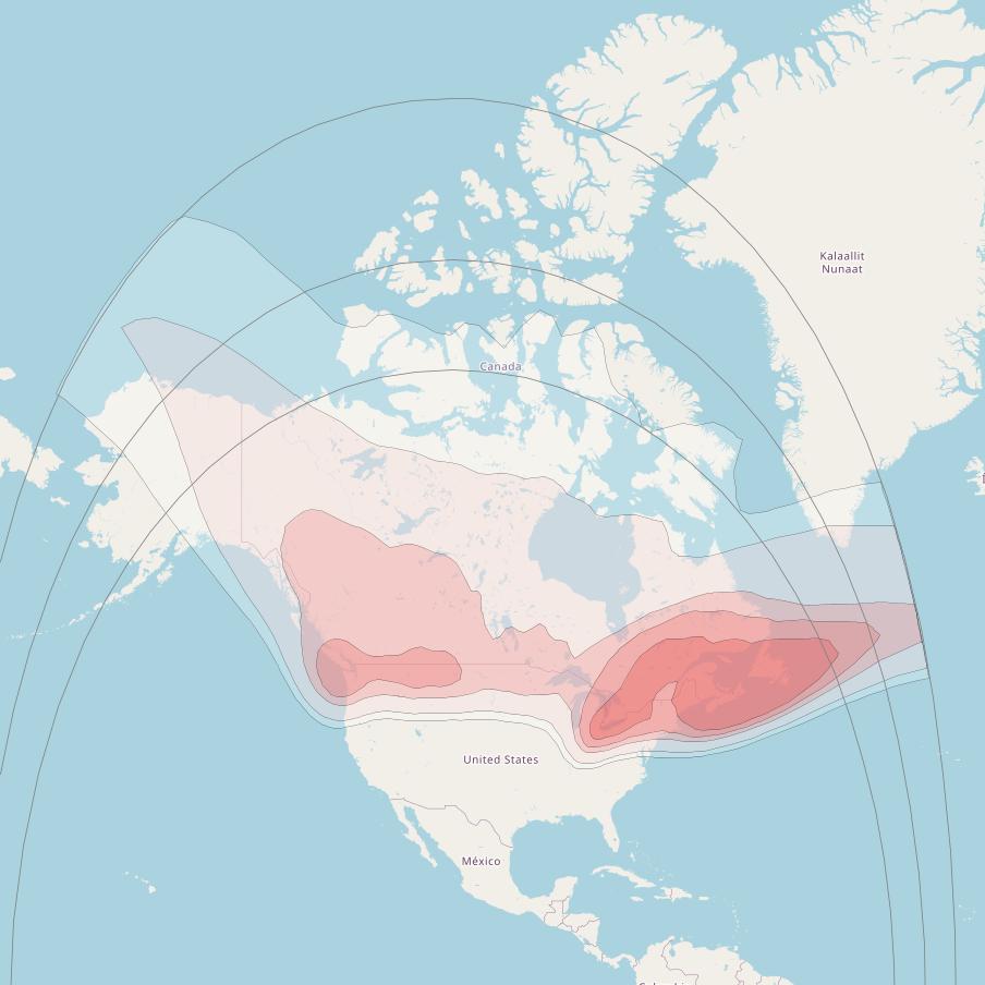 Anik G1 at 107° W downlink Ku-band Extended North America beam coverage map
