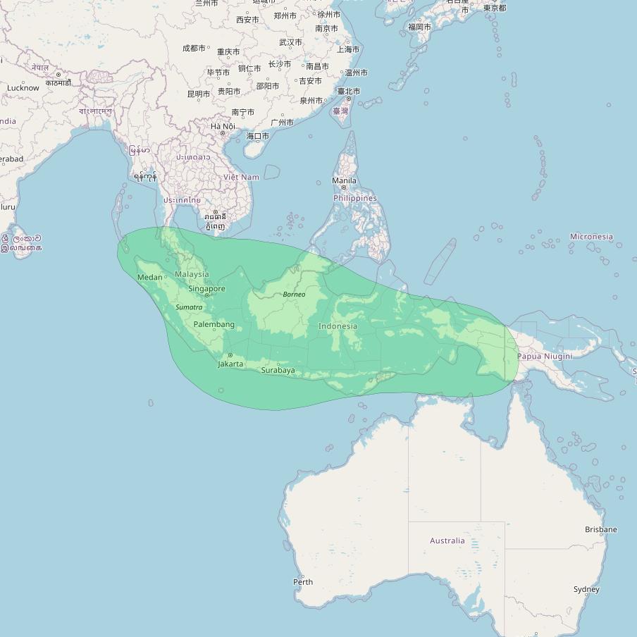 SES 7 at 108° E downlink S-band Indonesia Beam coverage map