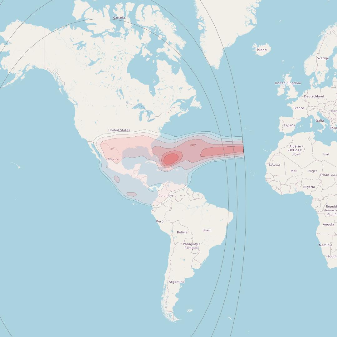 Anik F1 at 109° W downlink Ku-band North America beam coverage map