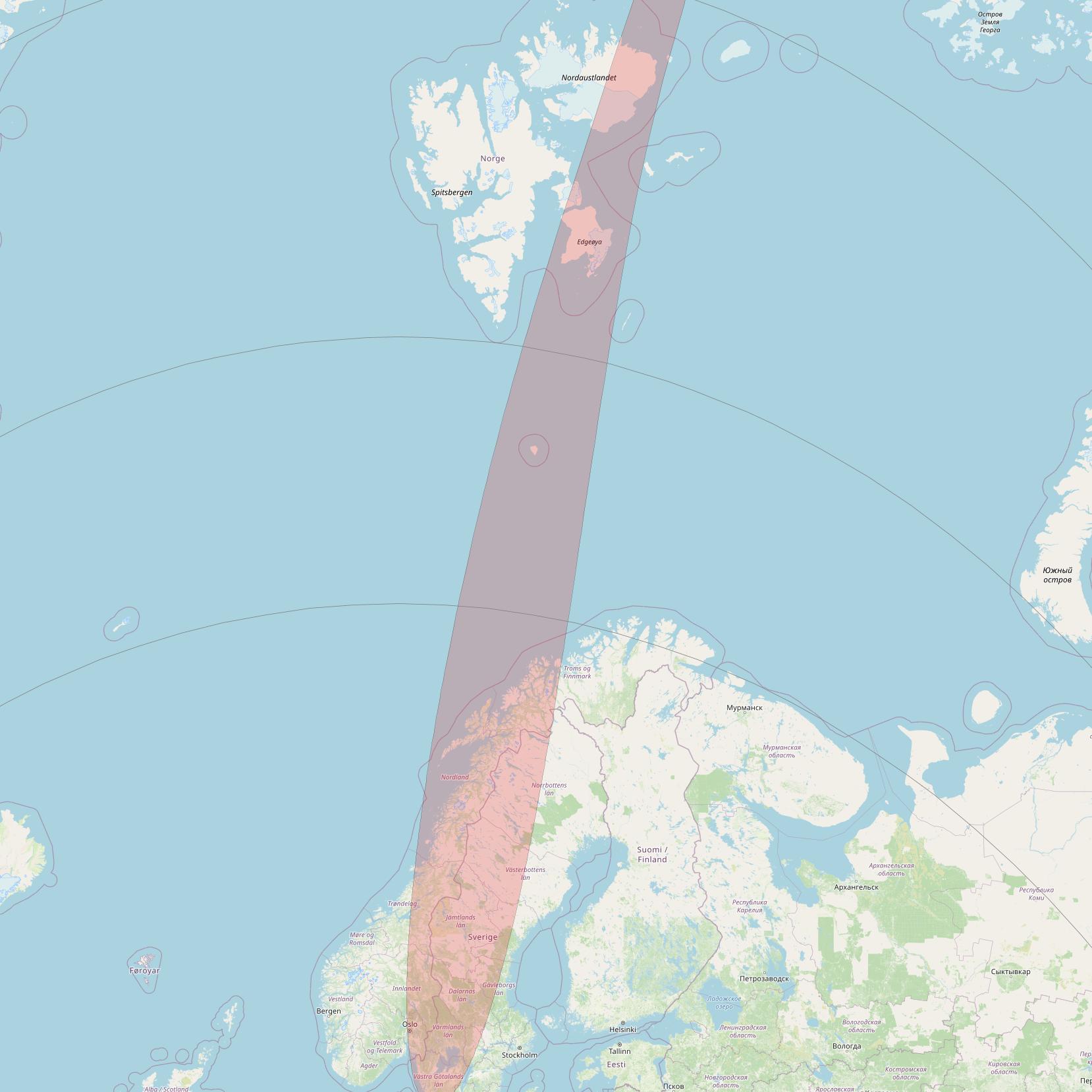 Eutelsat 10B at 10&deg; E downlink Ku-band S001 User Spot beam coverage map