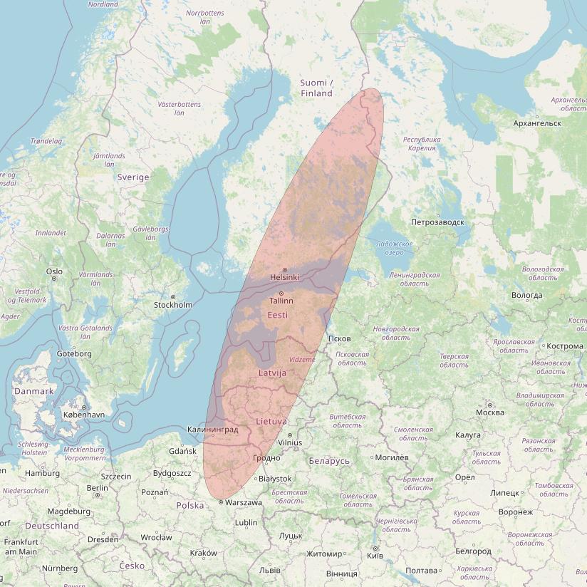 Eutelsat 10B at 10&deg; E downlink Ku-band S003 User Spot beam coverage map