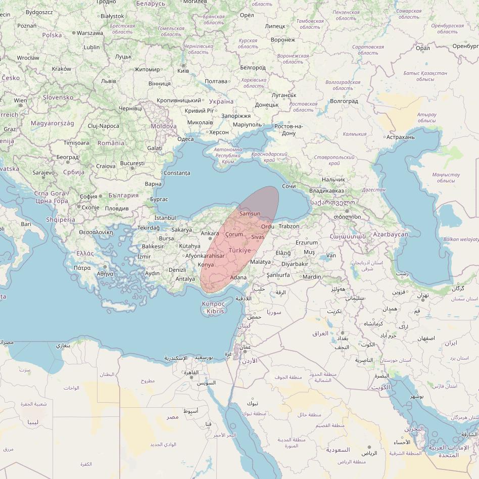 Eutelsat 10B at 10&deg; E downlink Ku-band S017 User Spot beam coverage map