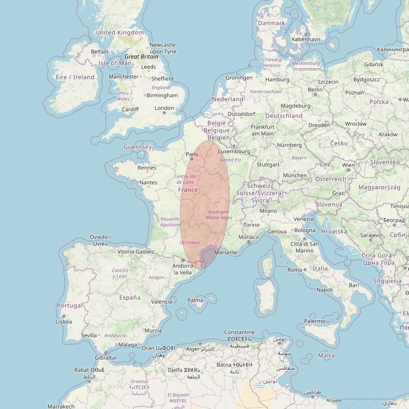 Eutelsat 10B at 10&deg; E downlink Ku-band S031 User Spot beam coverage map