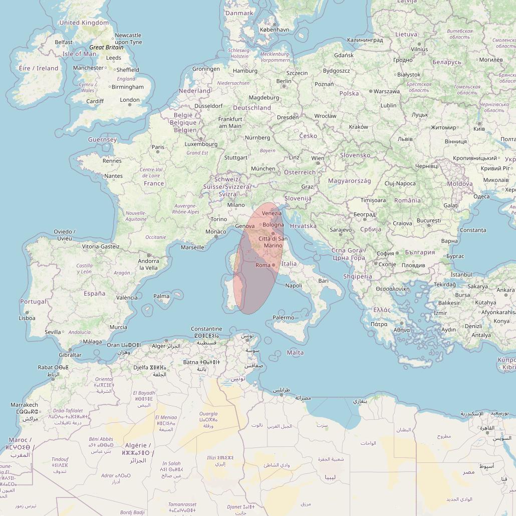Eutelsat 10B at 10&deg; E downlink Ku-band S033 User Spot beam coverage map