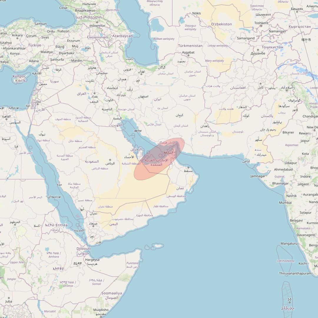 Eutelsat 10B at 10&deg; E downlink Ku-band S046 User Spot beam coverage map