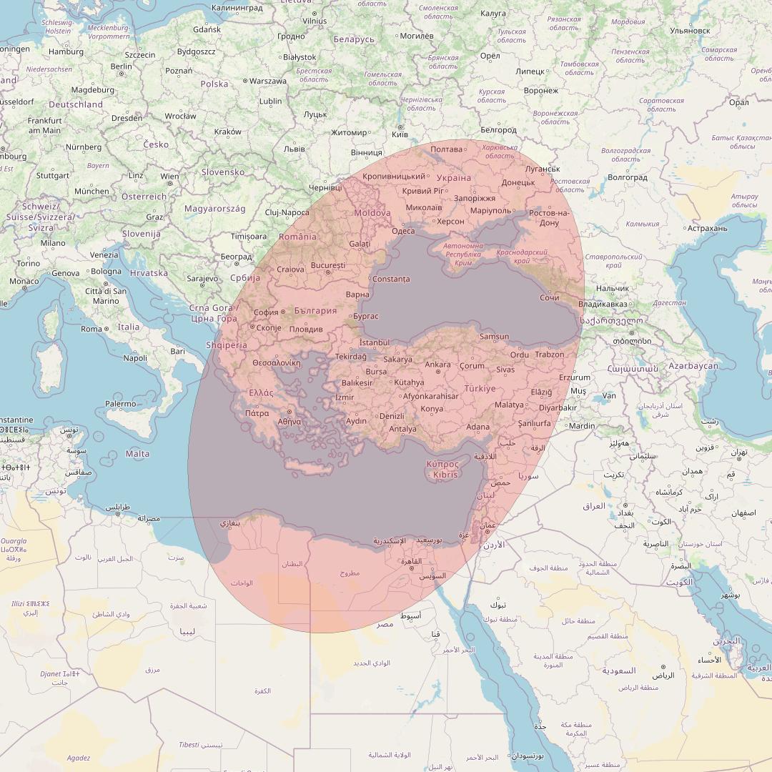 Eutelsat 10B at 10&deg; E downlink Ku-band S106 User Spot beam coverage map
