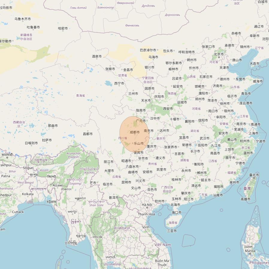 Chinasat 16 at 110° E downlink Ka-band Chengdu GW beam coverage map