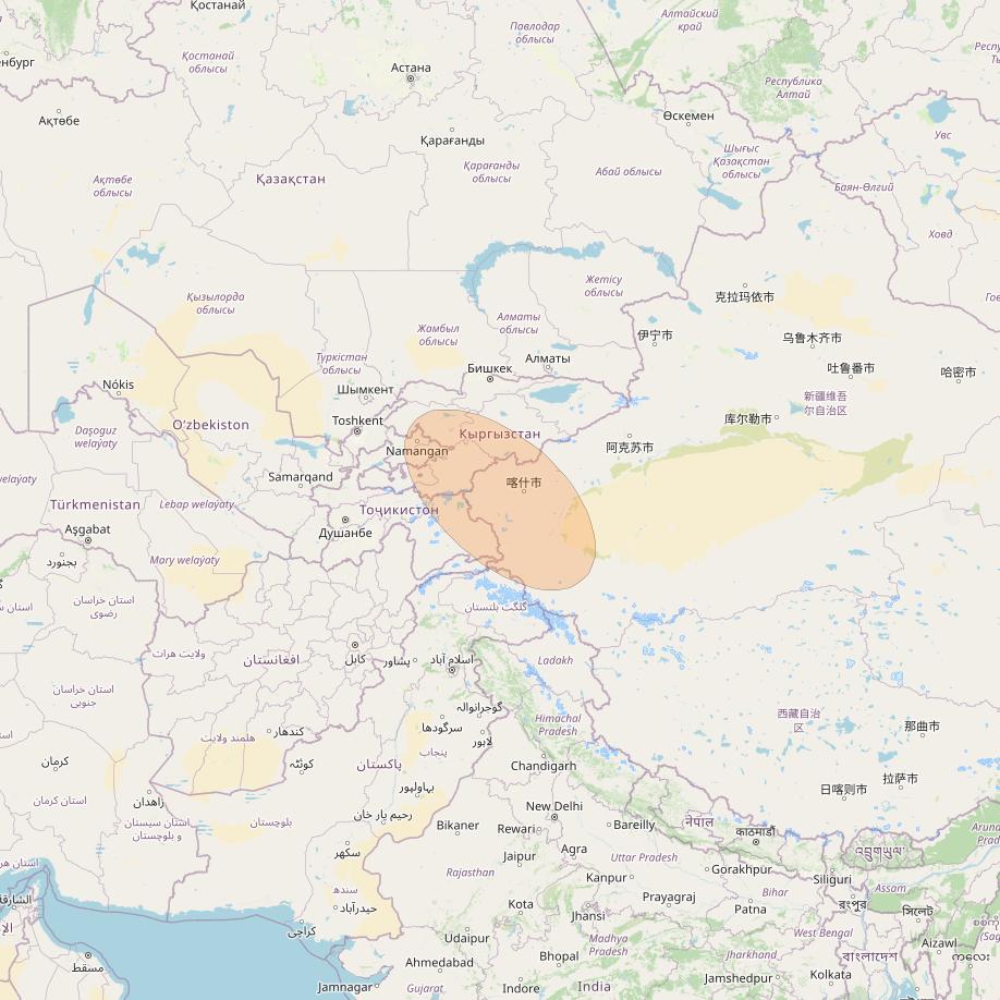 Chinasat 16 at 110° E downlink Ka-band Kashgar GW beam coverage map