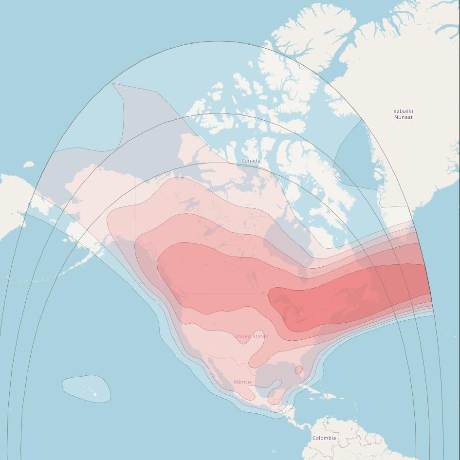 Anik F2 at 111° W downlink Ku-band North America beam coverage map