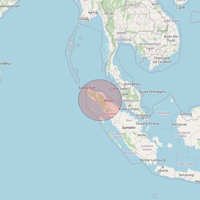 Telkomsat 113BT at 113&deg; E downlink Ku-band S03 User Spot beam coverage map