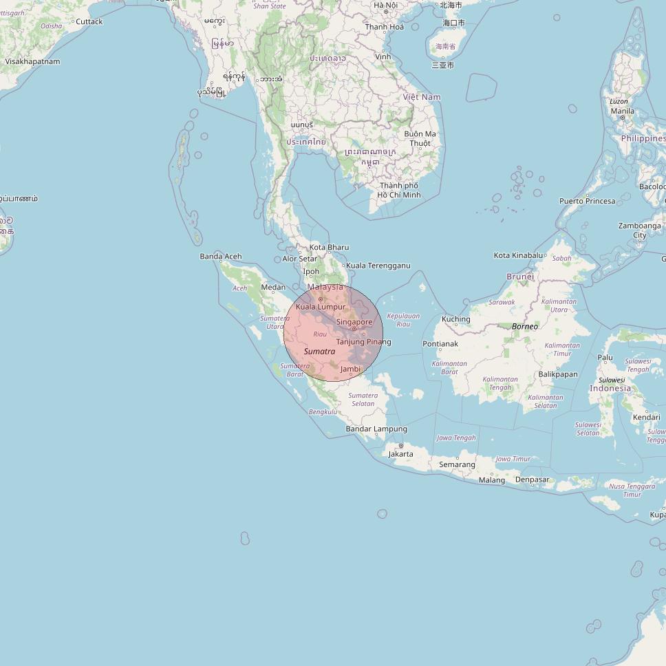 Telkomsat 113BT at 113&deg; E downlink Ku-band S06 User Spot beam coverage map