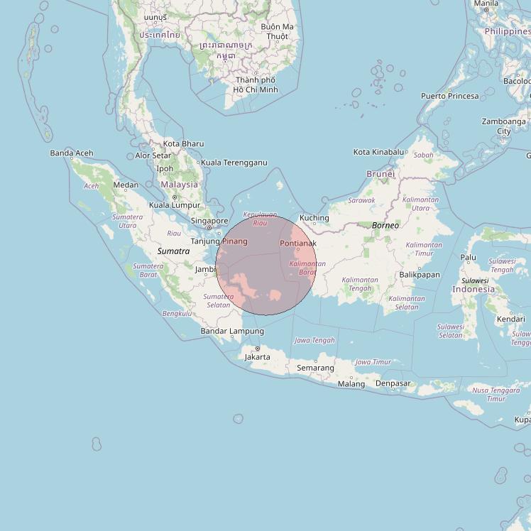 Telkomsat 113BT at 113&deg; E downlink Ku-band S10 User Spot beam coverage map