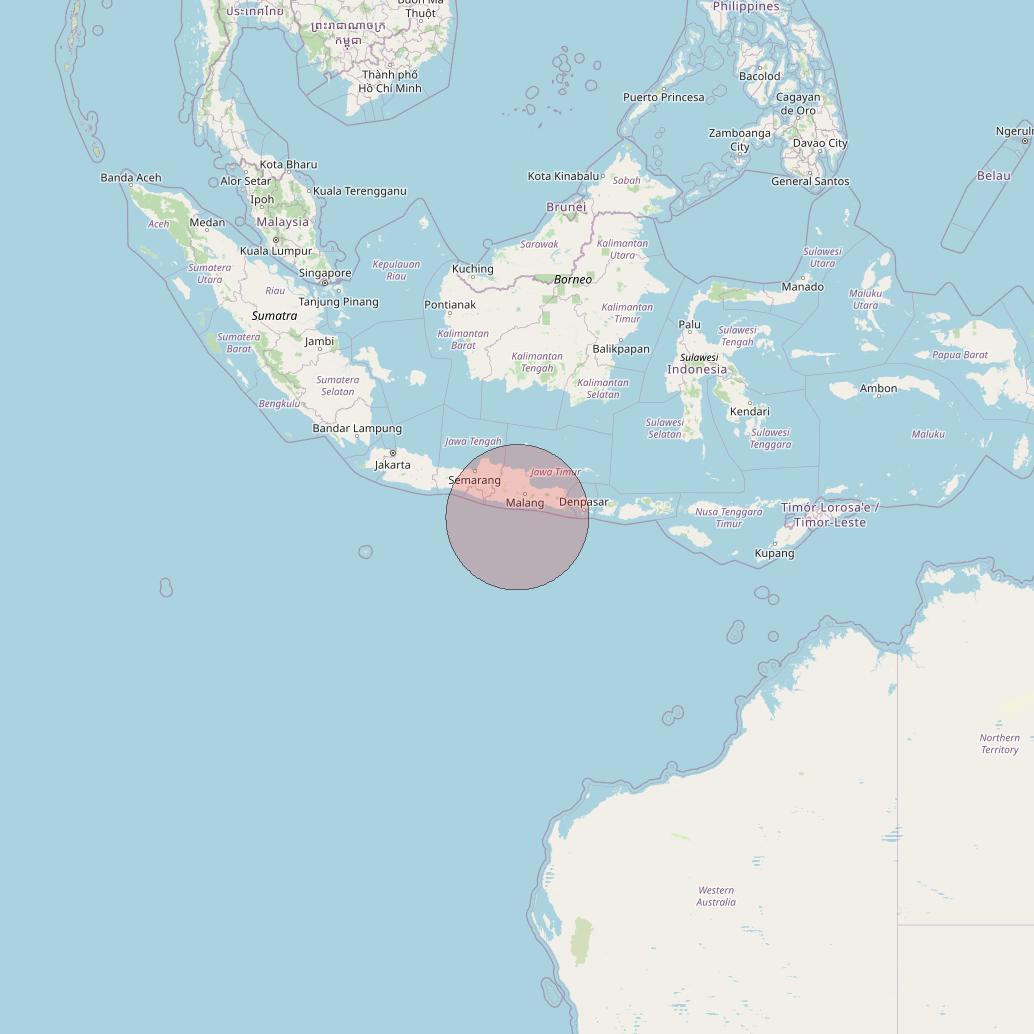 Telkomsat 113BT at 113&deg; E downlink Ku-band S15 User Spot beam coverage map