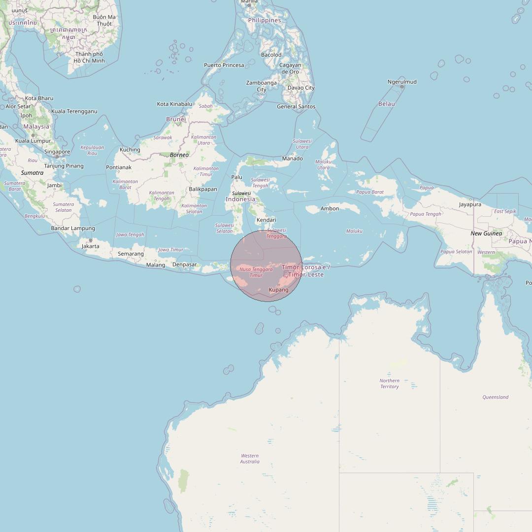 Telkomsat 113BT at 113&deg; E downlink Ku-band S21 User Spot beam coverage map