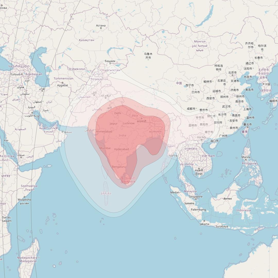 Bangabandhu-1 at 119° E downlink Ku-band India plus beam coverage map