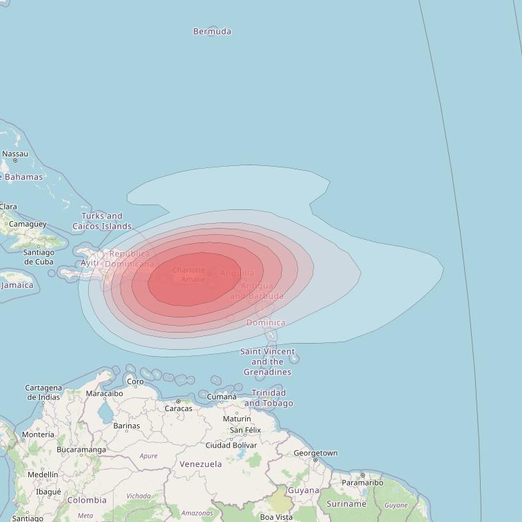 Echostar 14 at 119° W downlink Ku-band Spot B22 (PuertoRico) beam coverage map