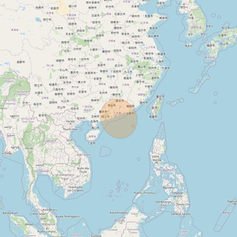 Chinasat 26 at 125&deg; E downlink Ka-band B009 User Spot beam coverage map