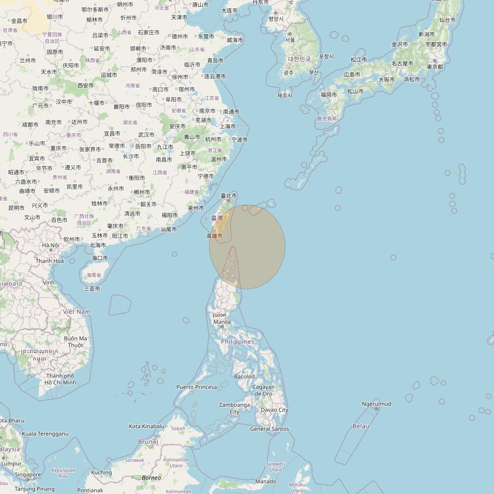 Chinasat 26 at 125&deg; E downlink Ka-band B016 User Spot beam coverage map