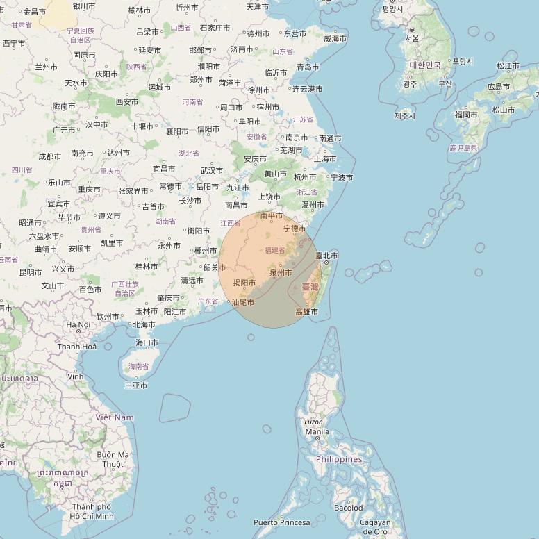 Chinasat 26 at 125&deg; E downlink Ka-band B017 User Spot beam coverage map