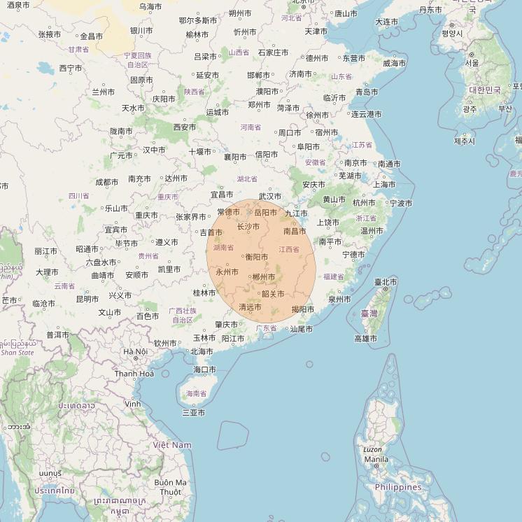 Chinasat 26 at 125&deg; E downlink Ka-band B018 User Spot beam coverage map