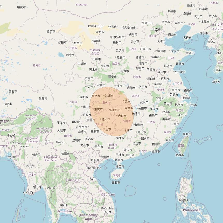 Chinasat 26 at 125&deg; E downlink Ka-band B019 User Spot beam coverage map