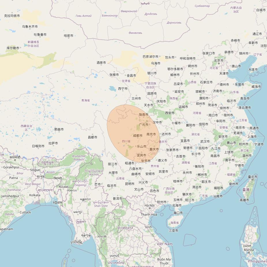 Chinasat 26 at 125&deg; E downlink Ka-band B020 User Spot beam coverage map