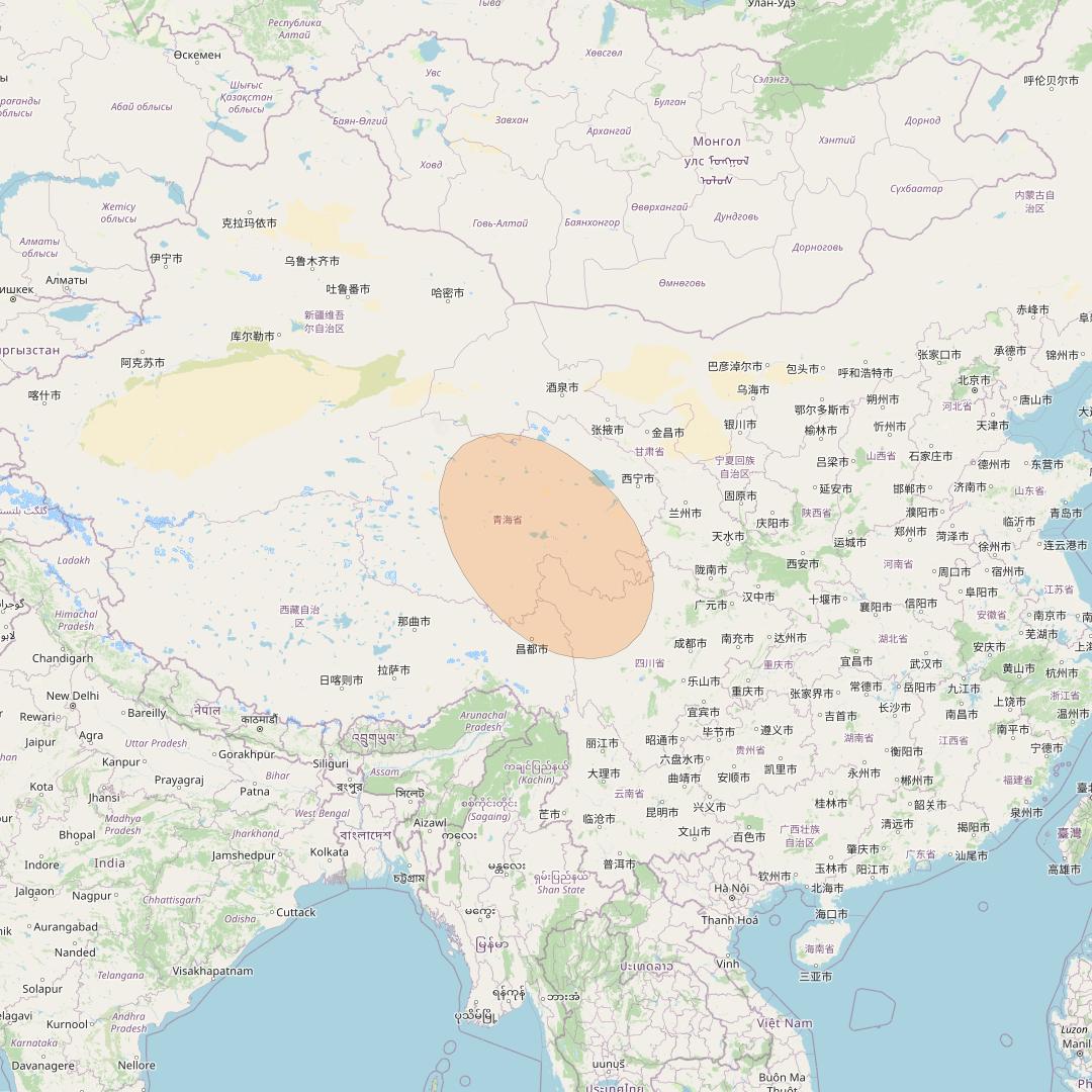 Chinasat 26 at 125&deg; E downlink Ka-band B021 User Spot beam coverage map