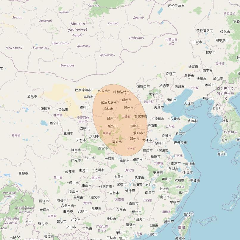Chinasat 26 at 125&deg; E downlink Ka-band B034 User Spot beam coverage map