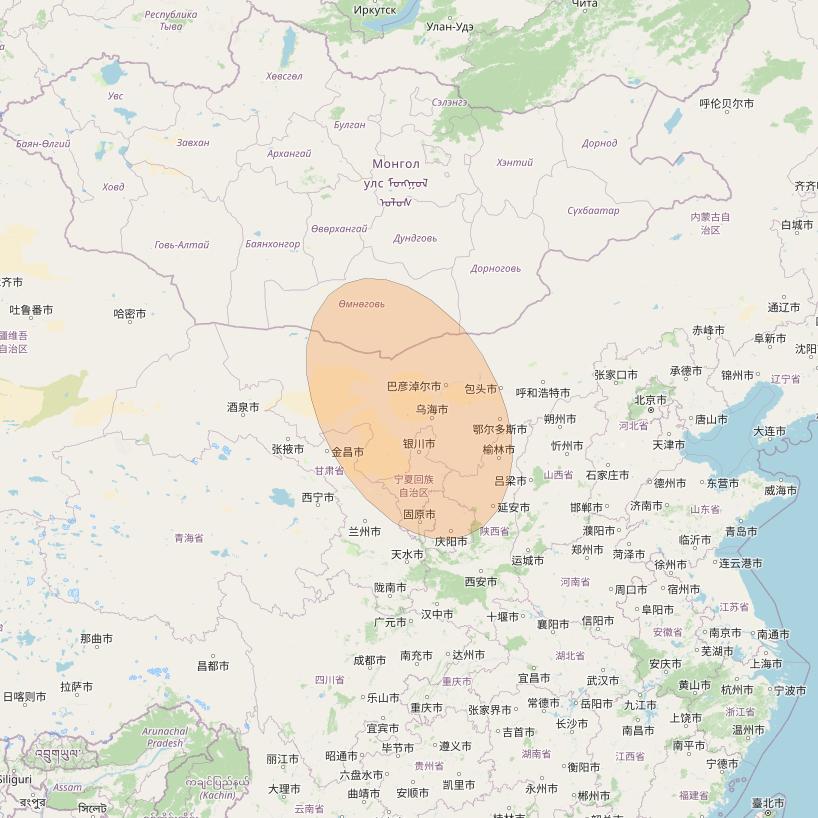 Chinasat 26 at 125&deg; E downlink Ka-band B035 User Spot beam coverage map