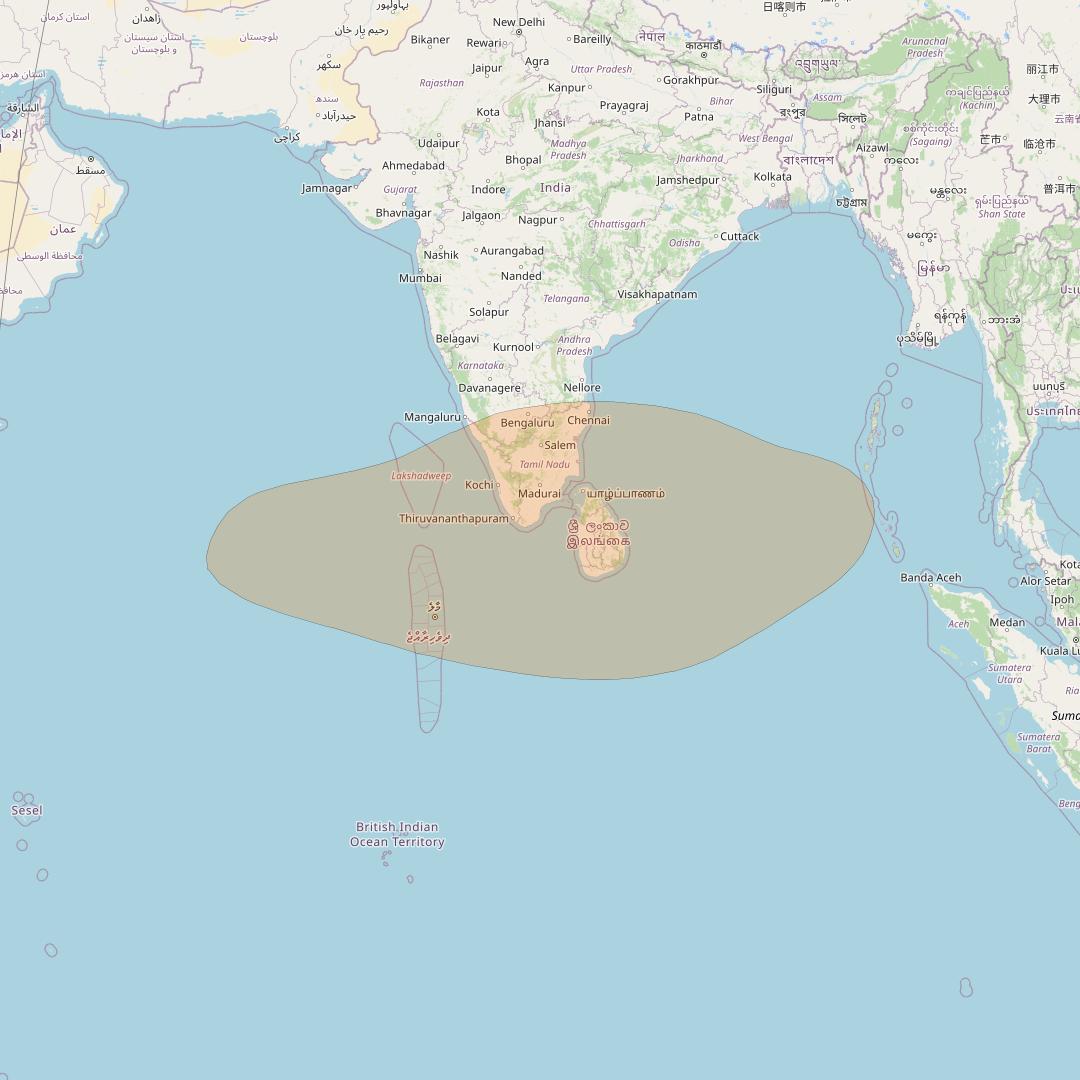 Chinasat 26 at 125&deg; E downlink Ka-band B077 User Spot beam coverage map