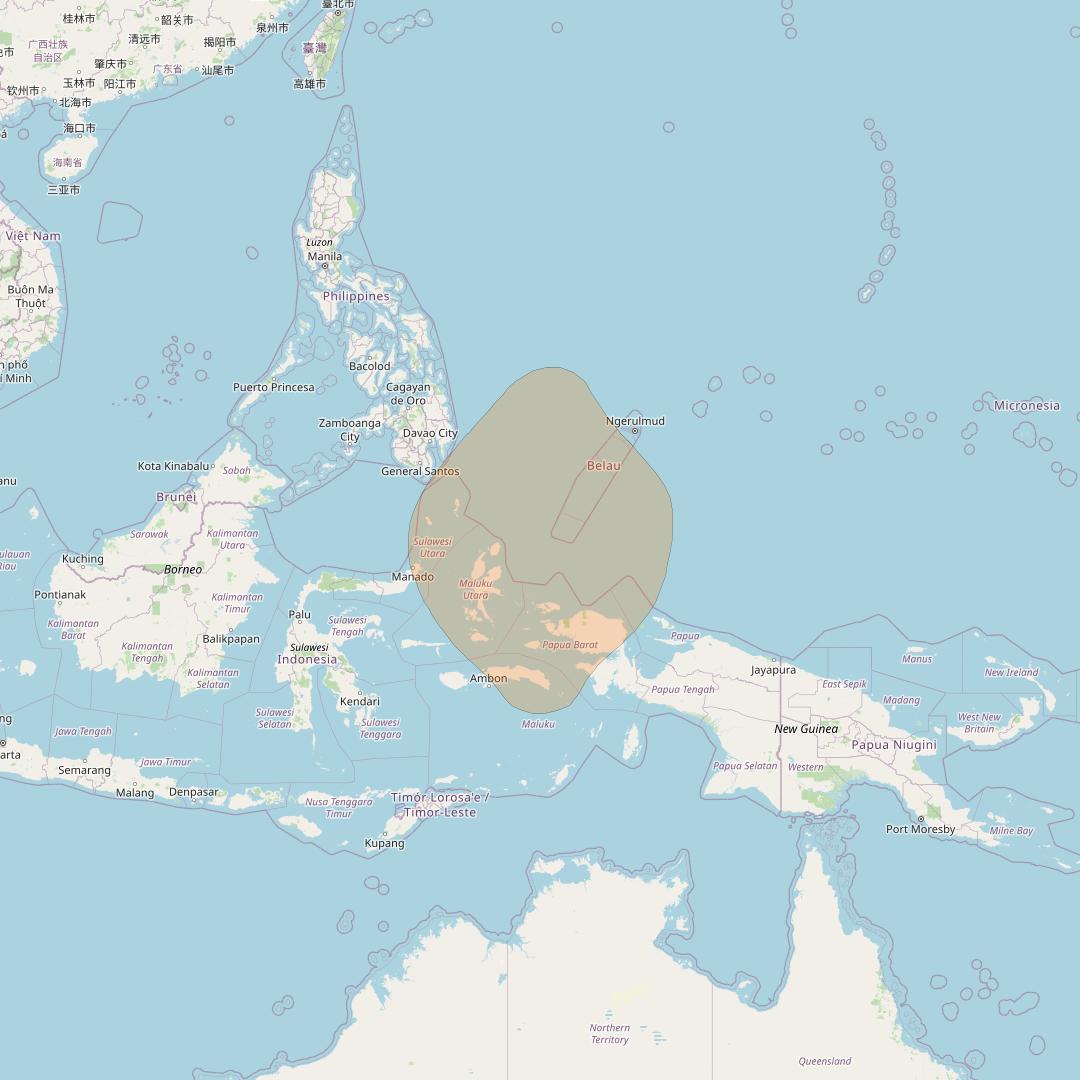 Chinasat 26 at 125&deg; E downlink Ka-band B086 User Spot beam coverage map