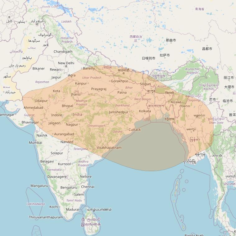 Chinasat 26 at 125&deg; E downlink Ka-band B091 User Spot beam coverage map