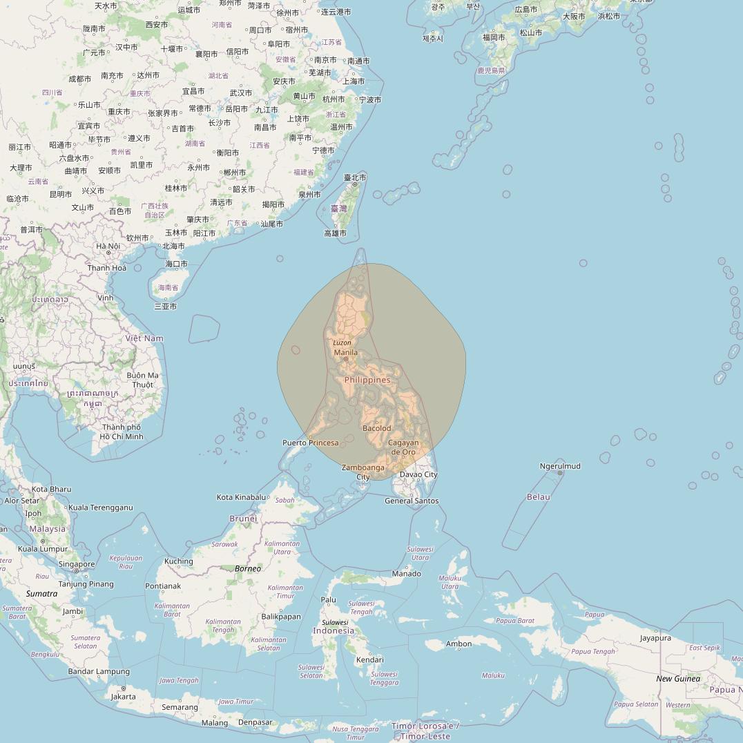 Chinasat 26 at 125&deg; E downlink Ka-band B093 User Spot beam coverage map
