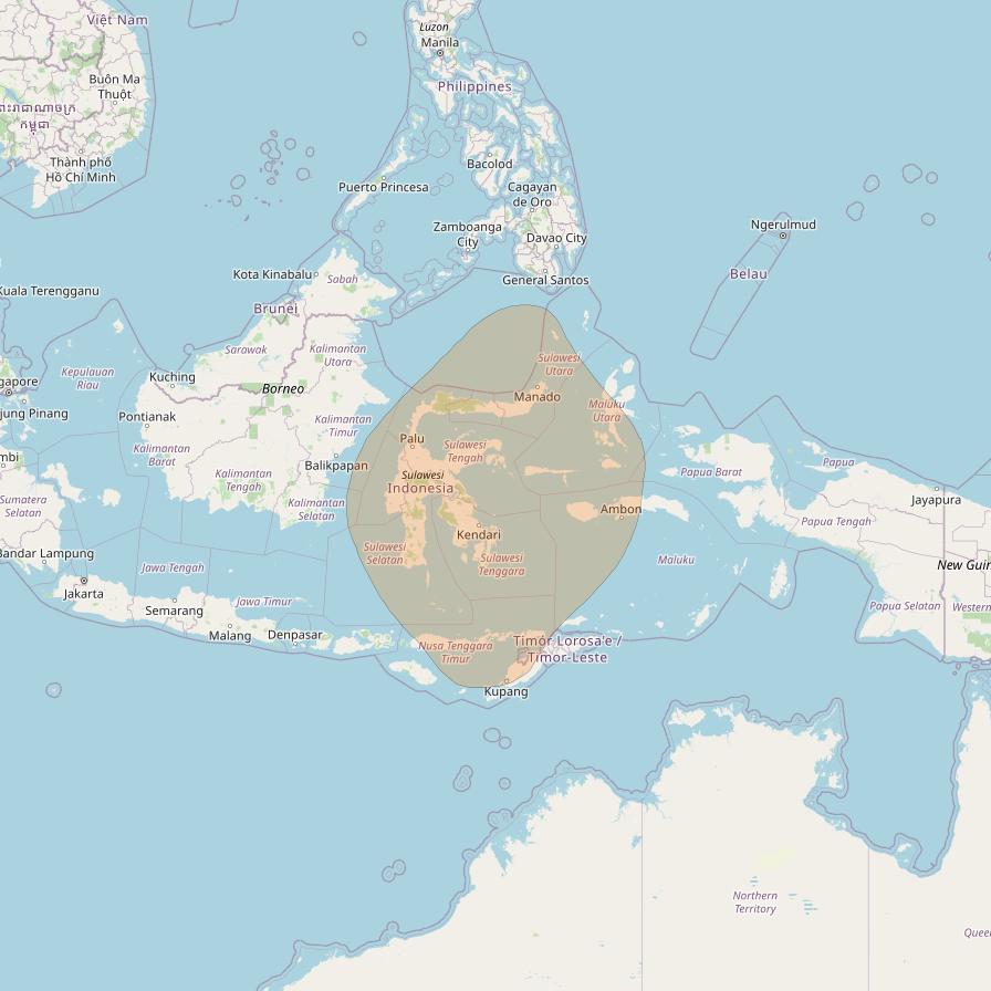 Chinasat 26 at 125&deg; E downlink Ka-band B180 User Spot beam coverage map