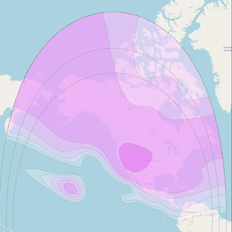 Galaxy 37 at 127&deg; W downlink C-band North America beam coverage map