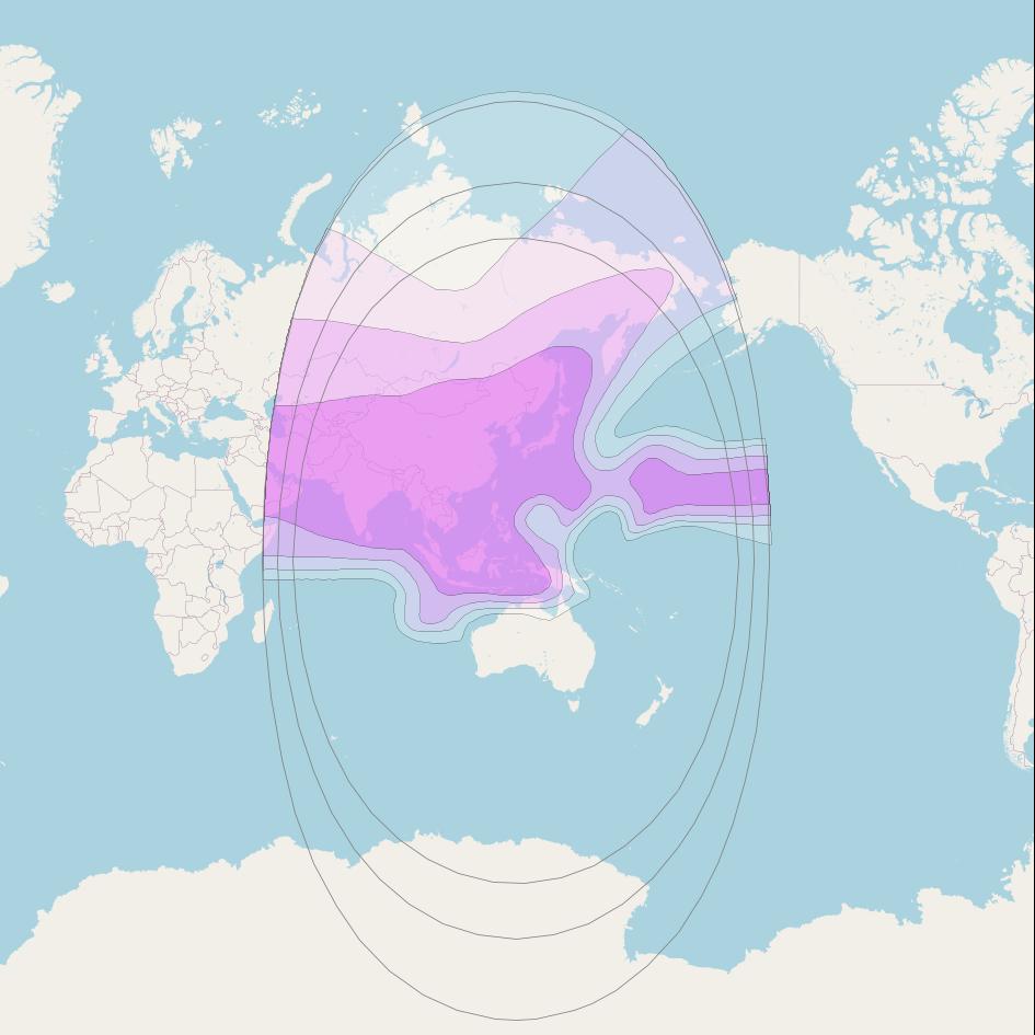 JCSat 3A at 128° E downlink C-band Southeast Asia & Hawaii Beam coverage map