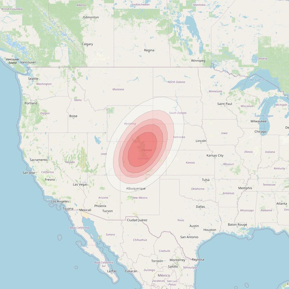 Ciel 2 at 129° W downlink Ku-band  NCentralColoradoSB19 Spot Beam coverage map