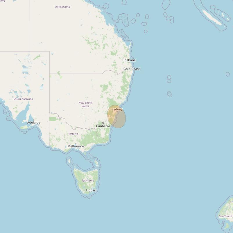 NBN-Co 1A at 140° E downlink Ka-band 42 (Sydney) narrow spot beam coverage map