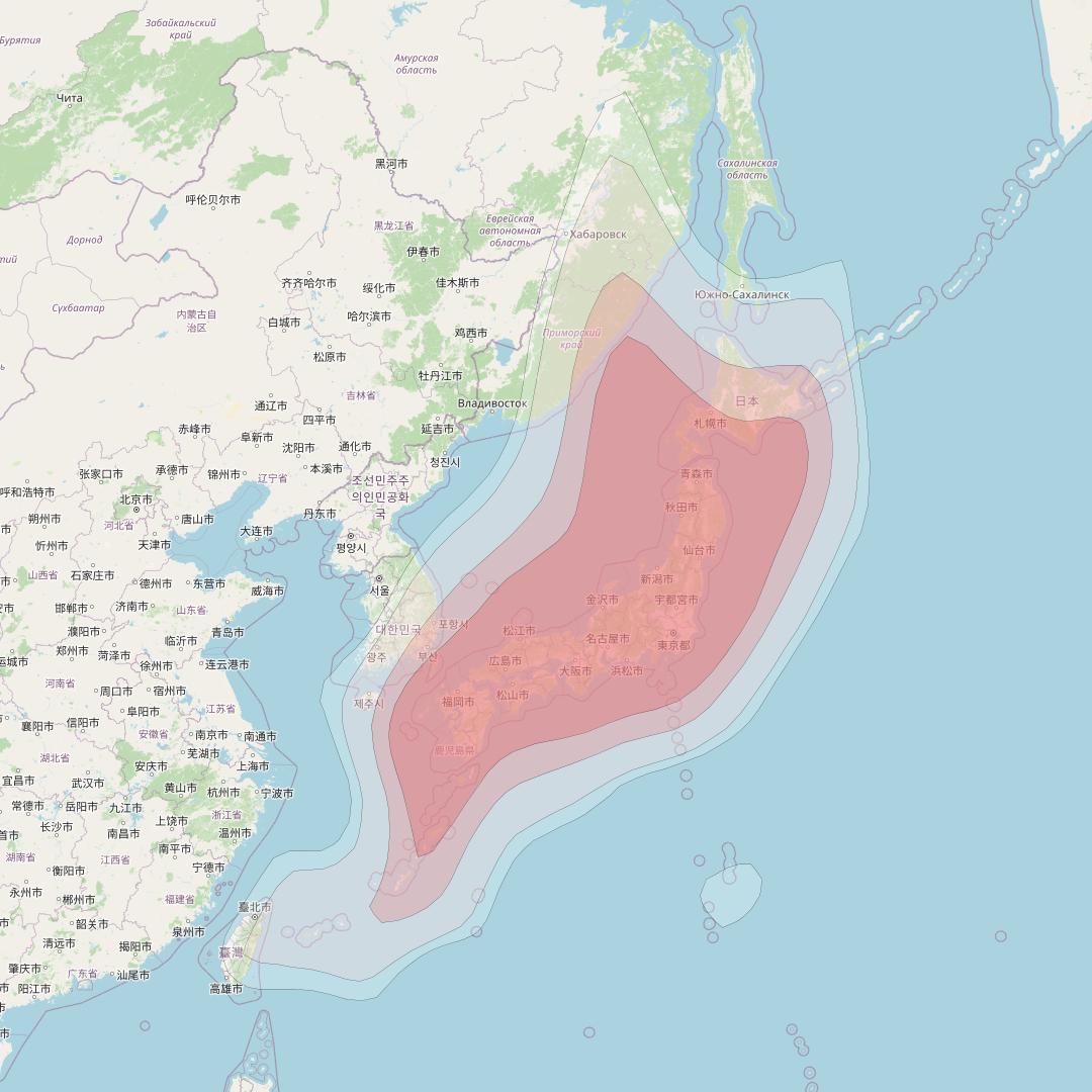 JCSat 16 at 144&deg; E downlink Ku-band Japan Horizontal beam coverage map
