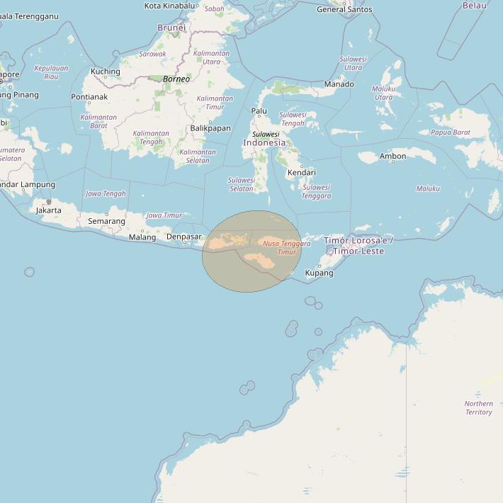 JCSat 1C at 150° E downlink Ka-band S07 (Middle NusaTenggara/RHCP/A) User Spot beam coverage map