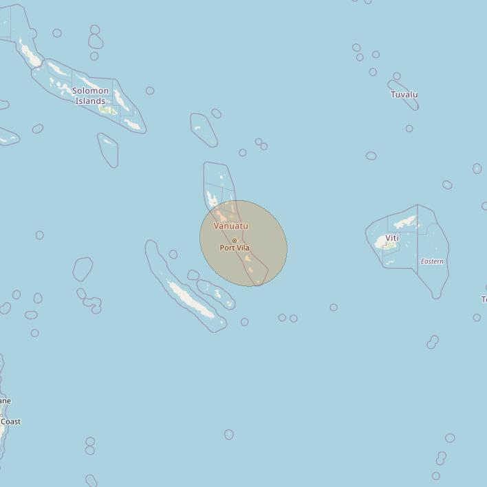 JCSat 1C at 150° E downlink Ka-band S25 (Mid Vanuatu/RHCP/A) User Spot beam coverage map