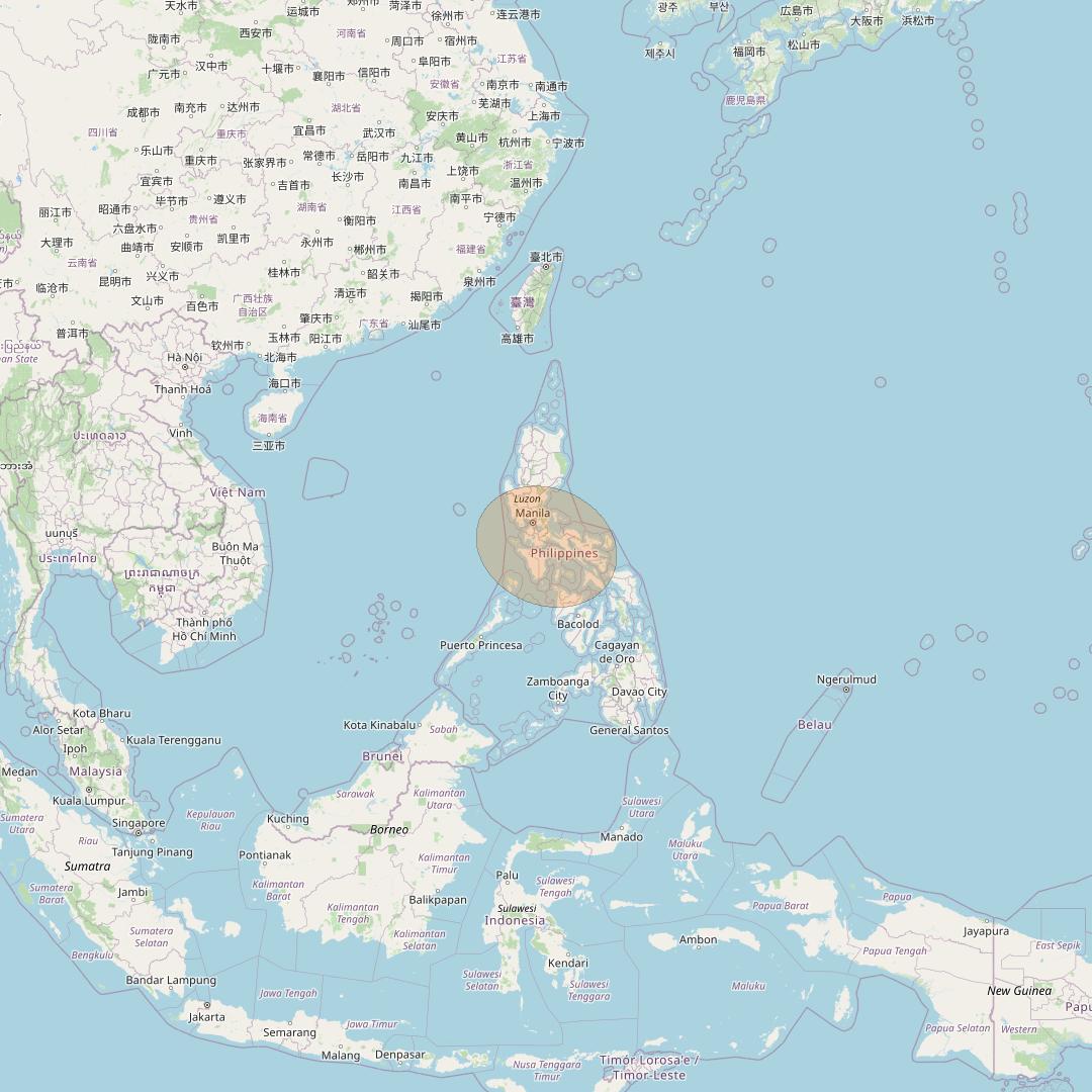 JCSat 1C at 150° E downlink Ka-band S48 (Manila/RHCP/A) User Spot beam coverage map