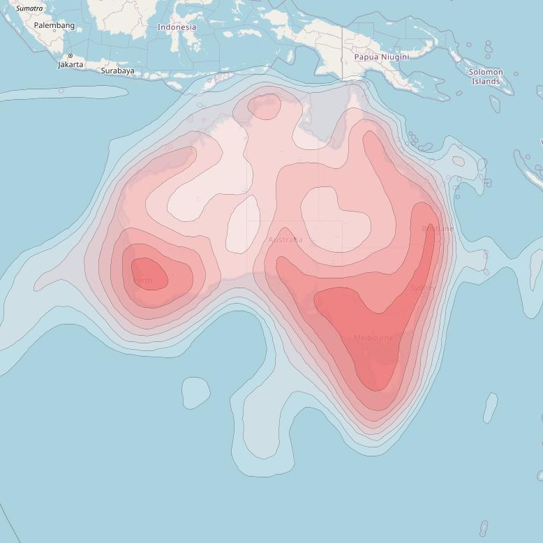 Optus D3 at 156° E downlink Ku-band Australia beam coverage map